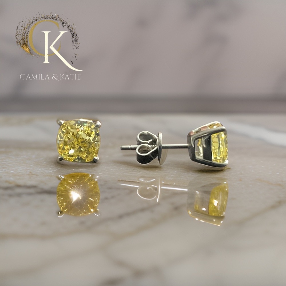 1 carats Fancy Yellow Lab Diamond Earrings